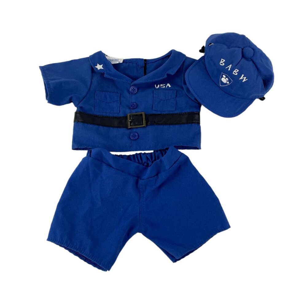 Build A Bear Clothes Blue USA Uniform Jacket w/Black Belt‎ Pants Cap BABW